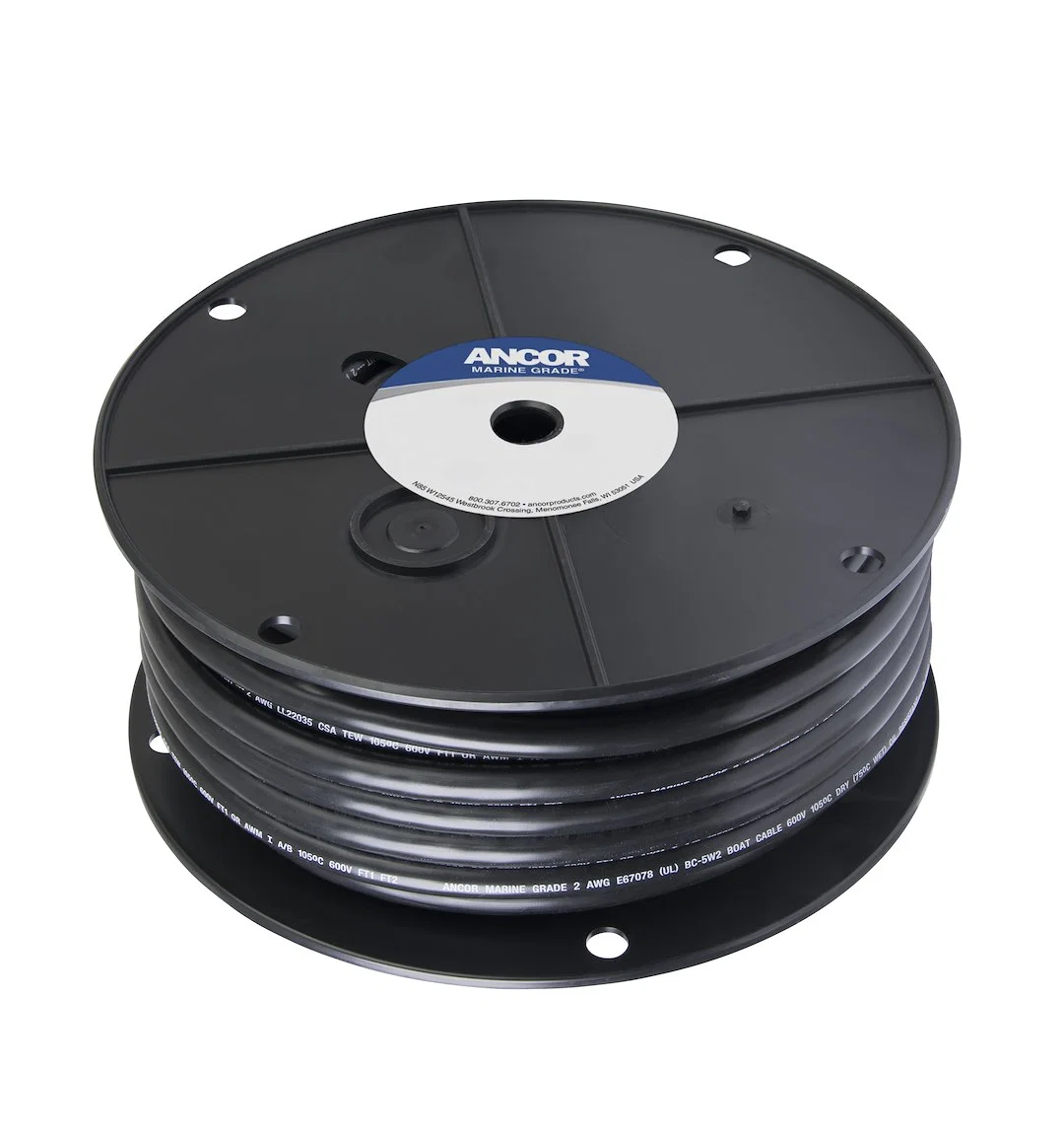 114005 – ANCOR Battery Cable, Without Terminal Black Negative Tinned Copper Conductor/ PVC Insulation 50 Foot Spool 2...